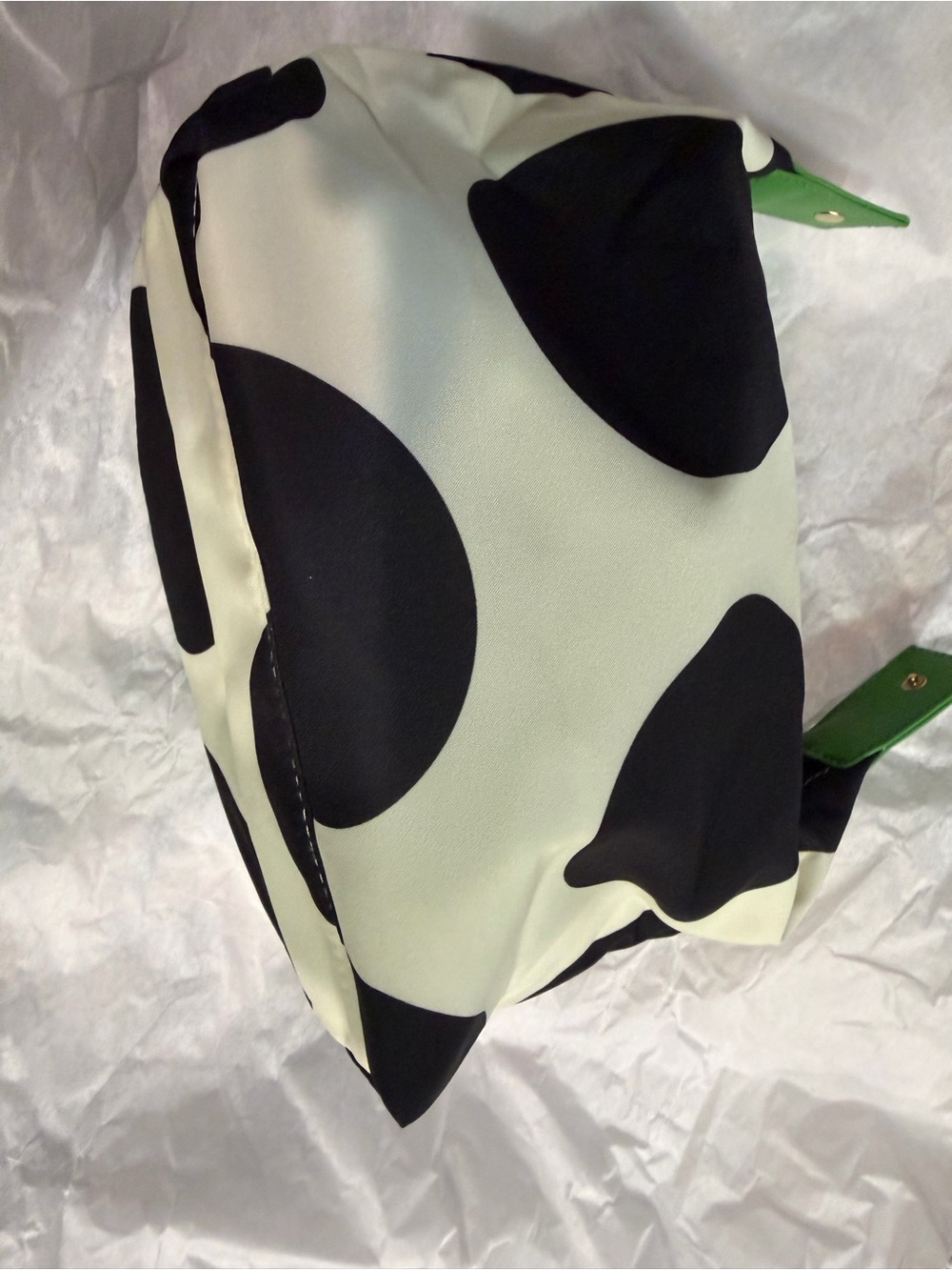 kate spade White with Black Polka Dot Cosmetic Bag with Green Logo NWOT - Picture 2 of 4